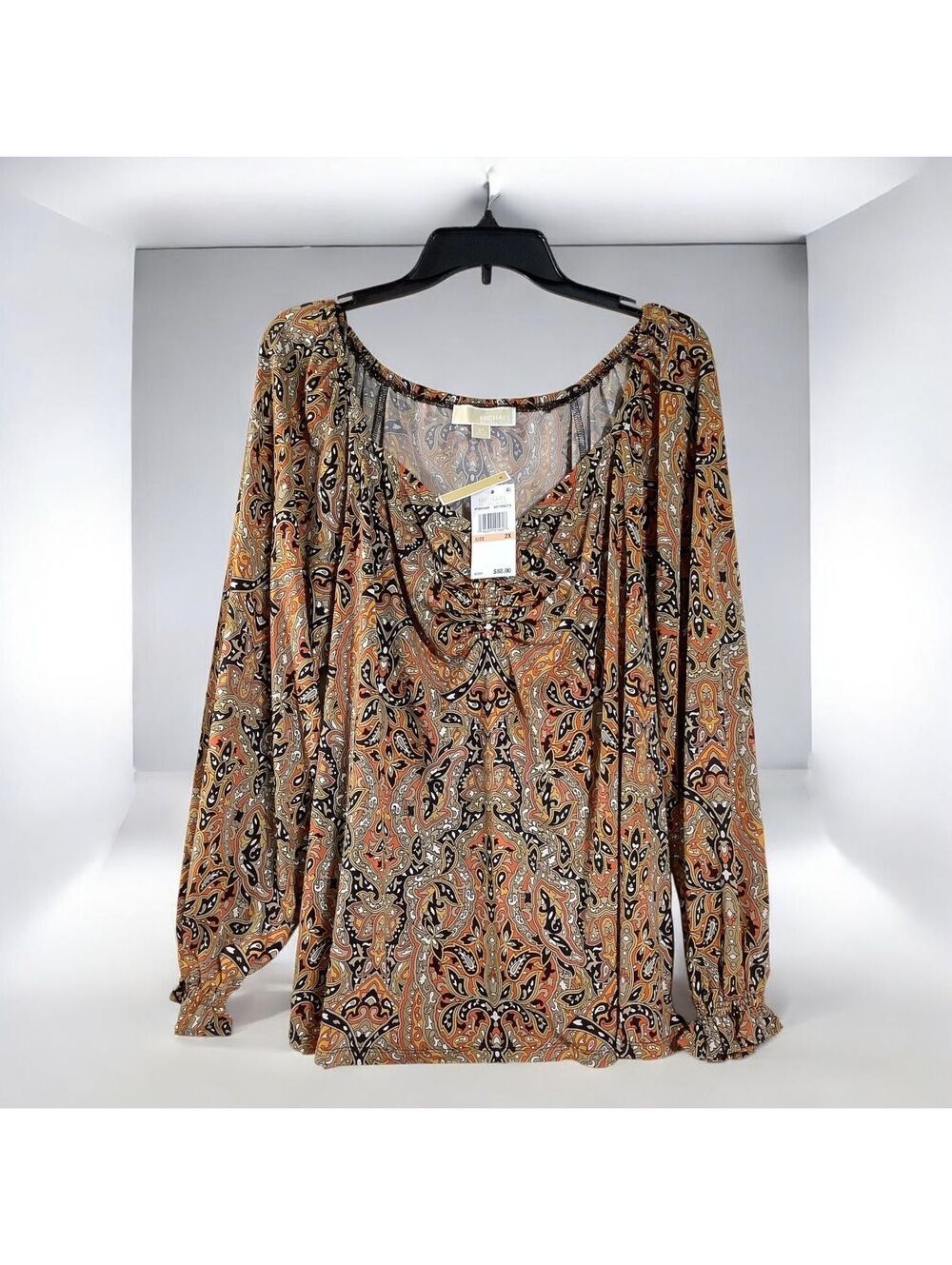 NWT MICHAEL Michael Kors Paisley Peasant Blouse, 2XL